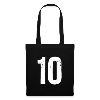 10 Numéros Blanc - Sac en tissu - noir - Devant