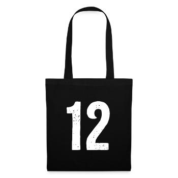 12 Numéros Blanc - Sac en tissu - noir - Devant