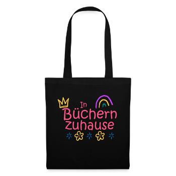 In Büchern zuhause - Stoffbeutel - Schwarz - Vorne