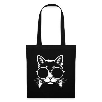 Lustige Katze mit Sonnenbrille Kätzchen Sonnenbrille Katzen - Stoffbeutel - Schwarz - Vorne