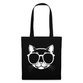 Drôle de chat avec des lunettes de soleil Chaton Sunglas Cats - Sac en tissu - noir - Devant