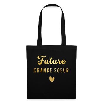 Future Grande sœur -annonce grossesse - Sac en tissu - noir - Devant