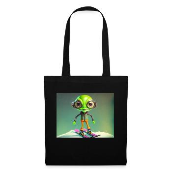 mignon petit vert rétro vintage alien skie - Sac en tissu - noir - Devant