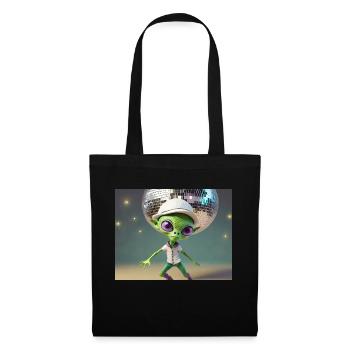 niedliche kleine grüne retro vintage alien jeden tag - Stoffbeutel - Schwarz - Vorne
