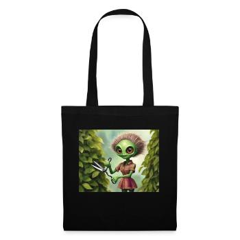 mignon petit vert rétro extraterrestre jardin de travail - Sac en tissu - noir - Devant