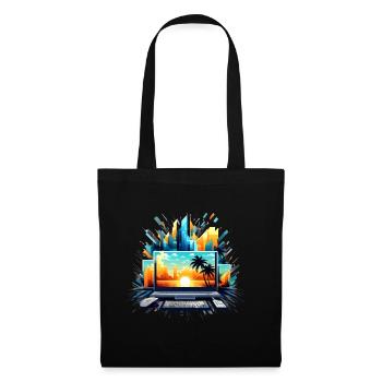 Cityscape, Sunset, Computer Chaos - Tote Bag - black - Front