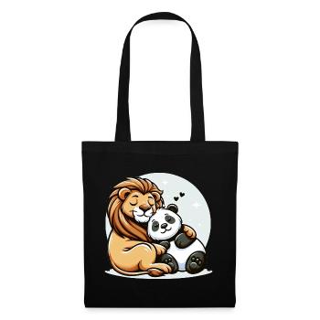 Cuddling Lion And Panda In Love - Tote Bag - black - Front