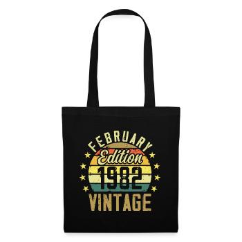 42. Geburtstag - Februar 1982 - 42. Geschenk - Stoffbeutel - Schwarz - Vorne