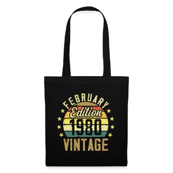 44th Birthday - February 1980 - 44th Anniversary Gift - Tote Bag - black - Front