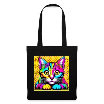 Chat Pop Art - Sac en tissu - noir - Devant