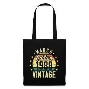 Vintage mars 1988 vintage cadeau anniversaire 1988 - Sac en tissu - noir - Devant