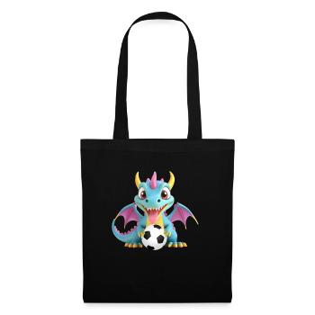 Monstre dragon avec ballon de football - Sac en tissu - noir - Devant