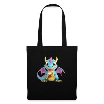 Drachen Monster mit langer Zunge und mit Eis - Stoffbeutel - Schwarz - Vorne
