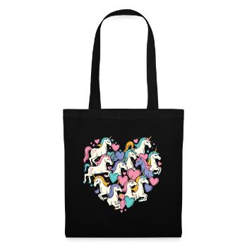 Unicorn Unicorns Heart Heart Shape Love Colorful Cute - Tote Bag - black - Front