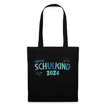 Cadeau de garçon d’inscription à l’école en bleu et vert - Sac en tissu - noir - Devant