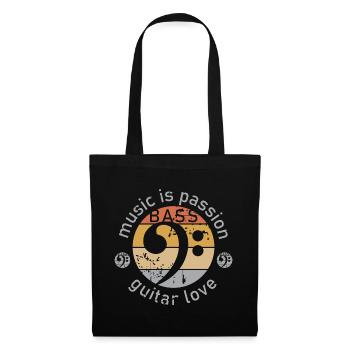 retro Bass Gitarre Bassist Musiker Musik Symbol - Stoffbeutel - Schwarz - Vorne