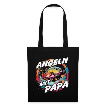 Pêche avec papa avec un design de poisson coloré - Sac en tissu - noir - Devant