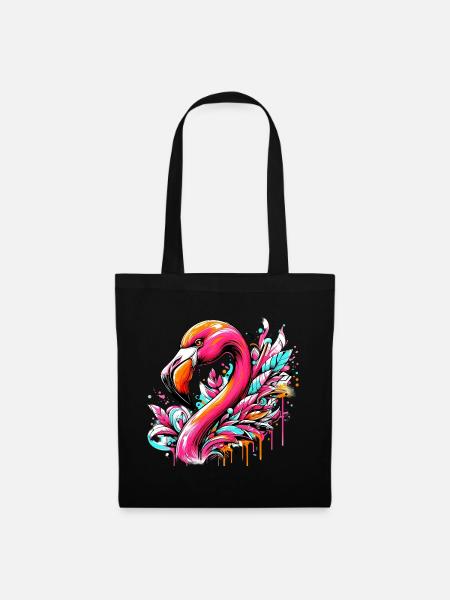 Flamingo - Stoffbeutel - Schwarz