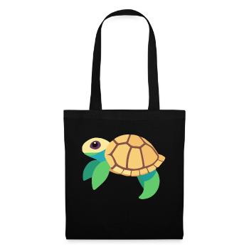 Tortue d’eau bébé vert - Sac en tissu - noir - Devant