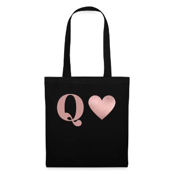 Buchstabe q Herz roségold - Stoffbeutel - Schwarz - Vorne