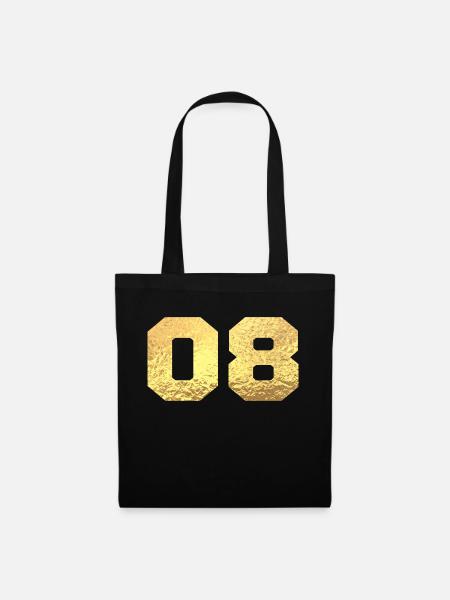 Numéro 8 paillettes doré - 8e anniversaire - Sac en tissu - noir