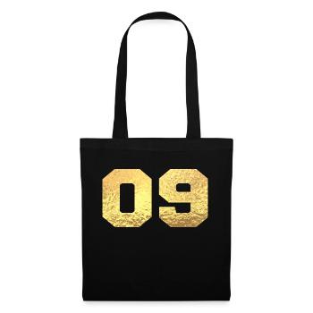 Nummer 9 Gold Glitter - 9. Jahrestag - Stoffbeutel - Schwarz - Vorne