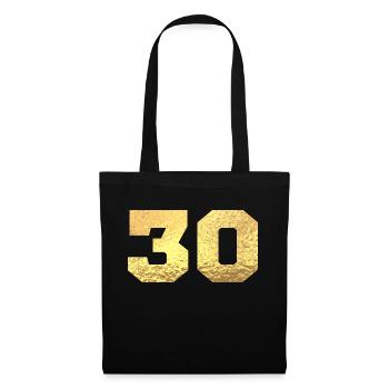 Numéro 30 paillettes doré - 30e anniversaire - Sac en tissu - noir - Devant