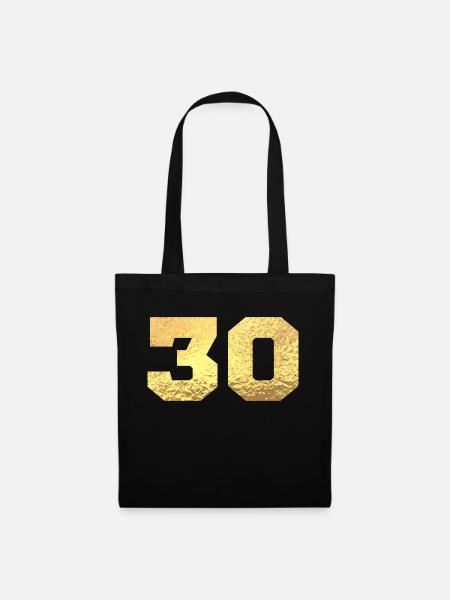 Numéro 30 paillettes doré - 30e anniversaire - Sac en tissu - noir