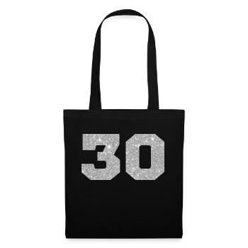 Numéro 30 paillettes argenté - 30e anniversaire - Sac en tissu - noir - Devant