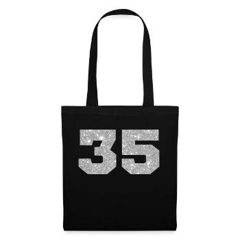 Numéro 35 paillettes argenté - 35e anniversaire - Sac en tissu - noir - Devant