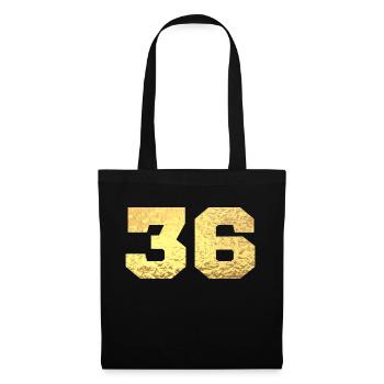 Numéro 36 paillettes doré - 36e anniversaire - Sac en tissu - noir - Devant