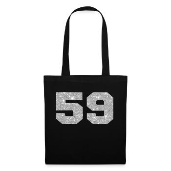 Number 59 Silver Glitter - 59th Anniversary - Tote Bag - black - Front