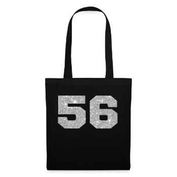 Number 56 Silver Glitter - 56th Anniversary - Tote Bag - black - Front