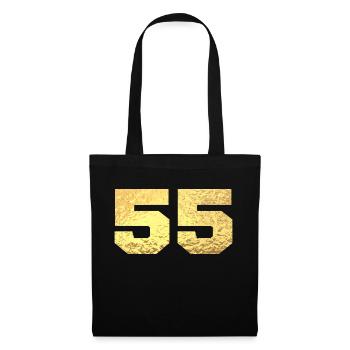 Numéro 55 paillettes doré - 55e anniversaire - Sac en tissu - noir - Devant