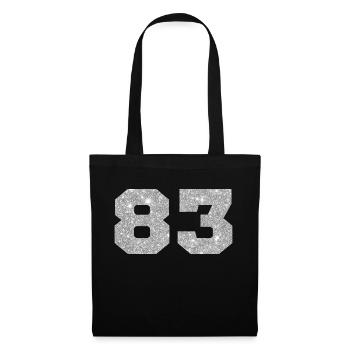 Number 83 Silver Glitter - 83rd Birthday - Tote Bag - black - Front