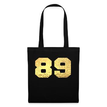 Number 89 Gold Glitter - 89th Anniversary - Tote Bag - black - Front