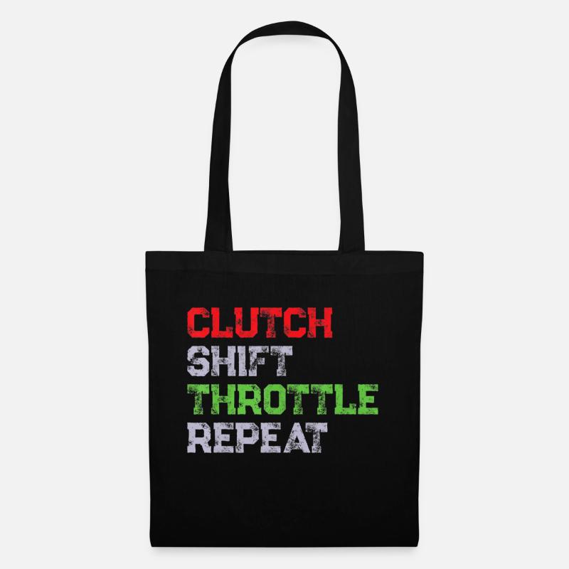 Clutch Shift Throttle Repeat Motorcycle Biker Gear - Tote Bag - black