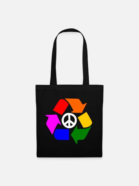 Peace lgbt zeichen - Peacezeichen - Stoffbeutel - Schwarz