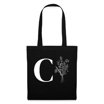 Lette c minimalistische Blumen - Stoffbeutel - Schwarz - Vorne