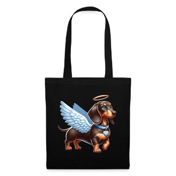 Ange teckel mignon avec des ailes dessin animé amour - Sac en tissu - noir - Devant