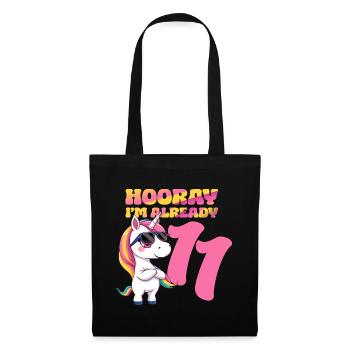 11 Jahre Mädchen Geburtstag Einhorn Motto Unicorn - Stoffbeutel - Schwarz - Vorne