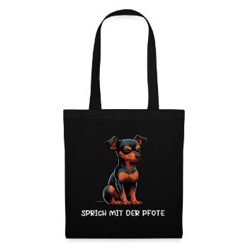 Sprich mit der Pfote Zwergpinscher Pinscher Minpin - Stoffbeutel - Schwarz - Vorne