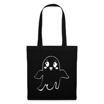 Halloween T-shirt Gespenst spooky cute Shirt - Stoffbeutel - Schwarz - Vorne