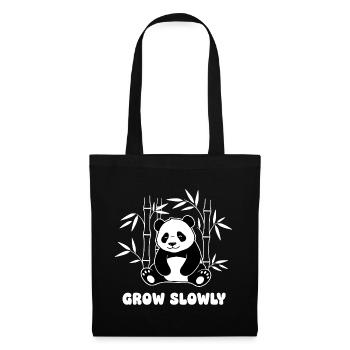 Panda im Bambuswald – Grow Slowly - Stoffbeutel - Schwarz - Vorne