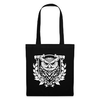 Blason de hibou en couronne de laurier - Sac en tissu - noir - Devant