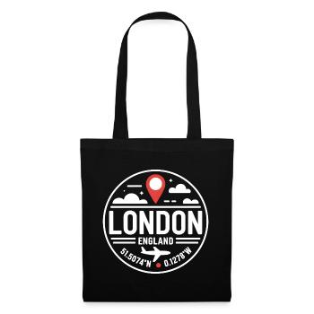 Motif de voyage des coordonnées anglaises de Londres - Sac en tissu - noir - Devant