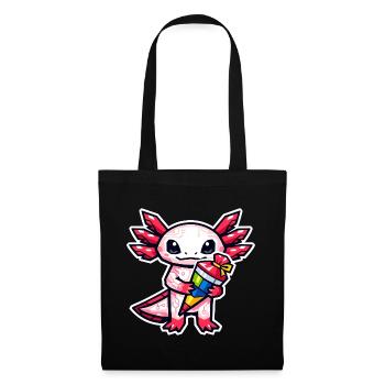 Axolotl with school cone for school enrollment - Tote Bag - black - Front