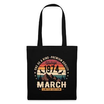Cadeau mars 1974, Born in march 1974 - Sac en tissu - noir - Devant