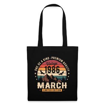 Cadeau mars 1986, Born in march 1986 - Sac en tissu - noir - Devant