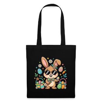 Frohe Ostern Cooler Hase - Stoffbeutel - Schwarz - Vorne